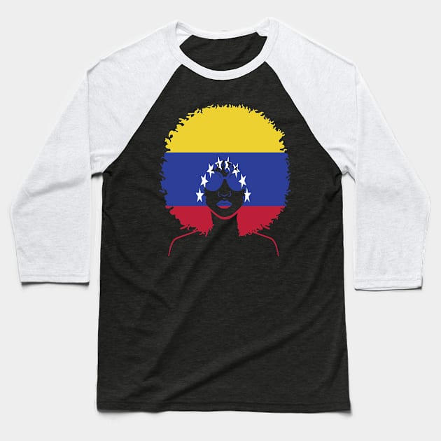 Venezuela Venezuelan Girl Melanin Black Afro Natural Hair Melanin Queen Flag Baseball T-Shirt by familycuteycom